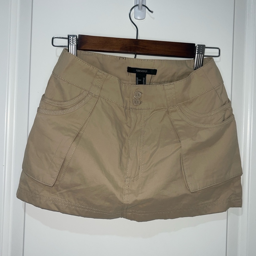 khaki low rise mini skirt